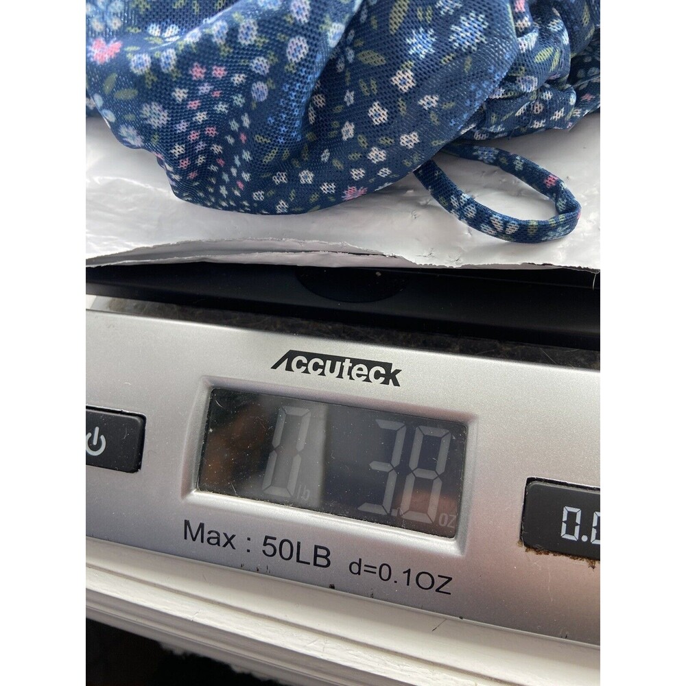 SO Womens Spaghetti Strap Crop Top Size XXL Jrs Blue Floral Ruched Sides Summer - Picture 14 of 14